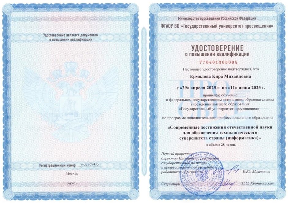 Ермолова Кира Михайловна 2024-2025